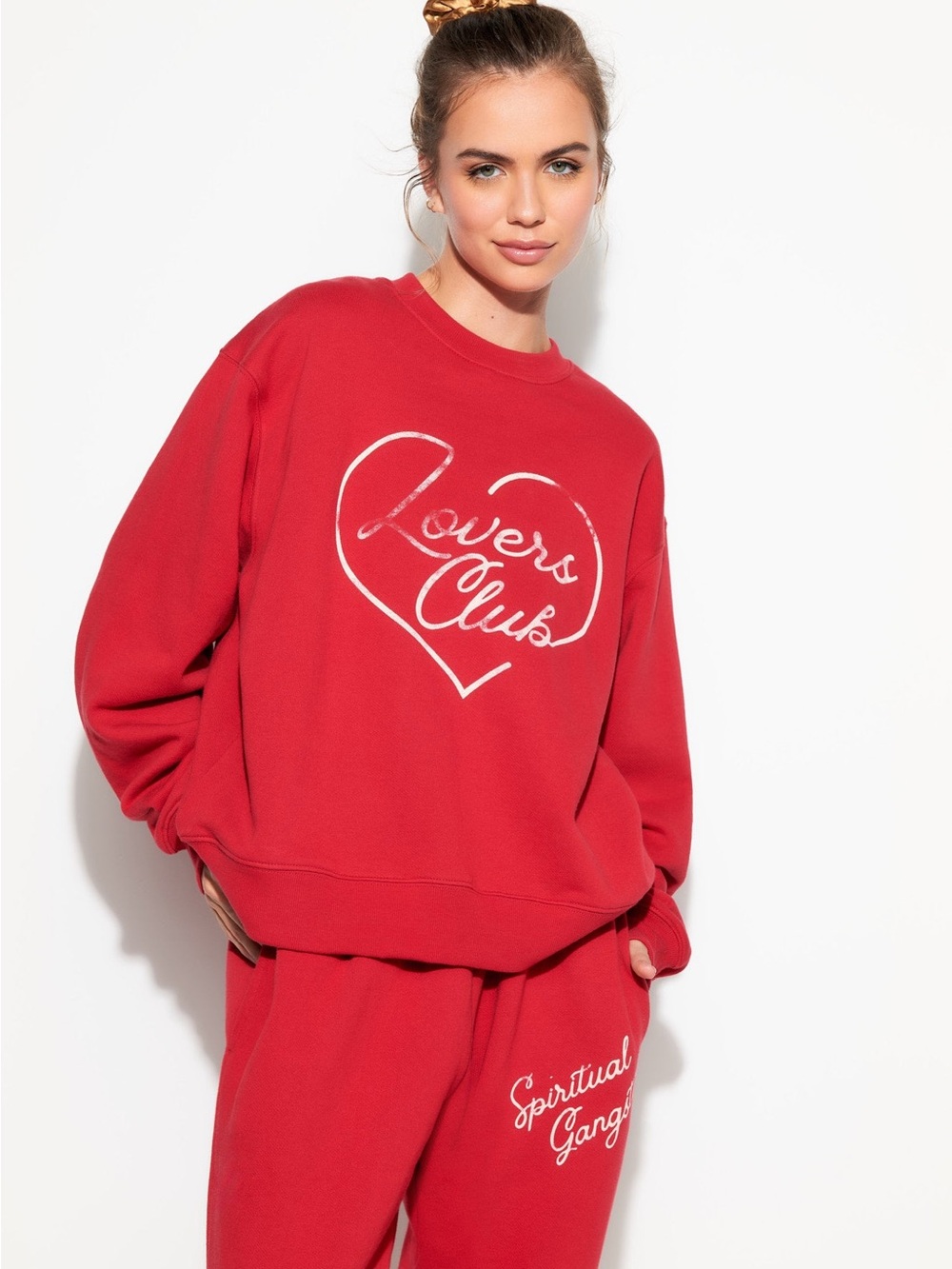 NWT Spiritual Gangster Lovers La Brea Crew Red Sweatshirt Size Small